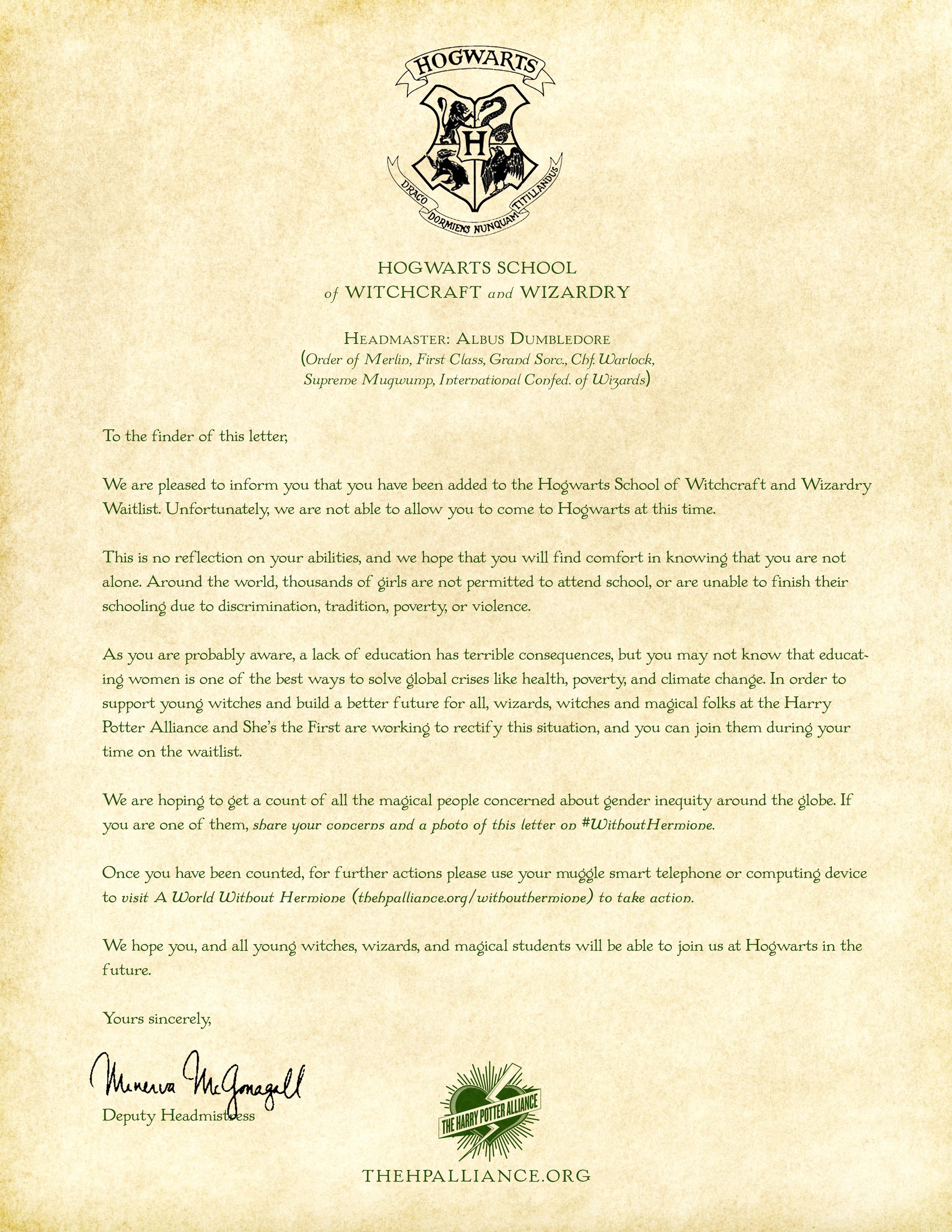 Harry Potter Acceptance Letter Template