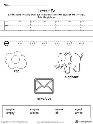 Teach child how to read: Letter E Phonics Worksheets For Kindergarten