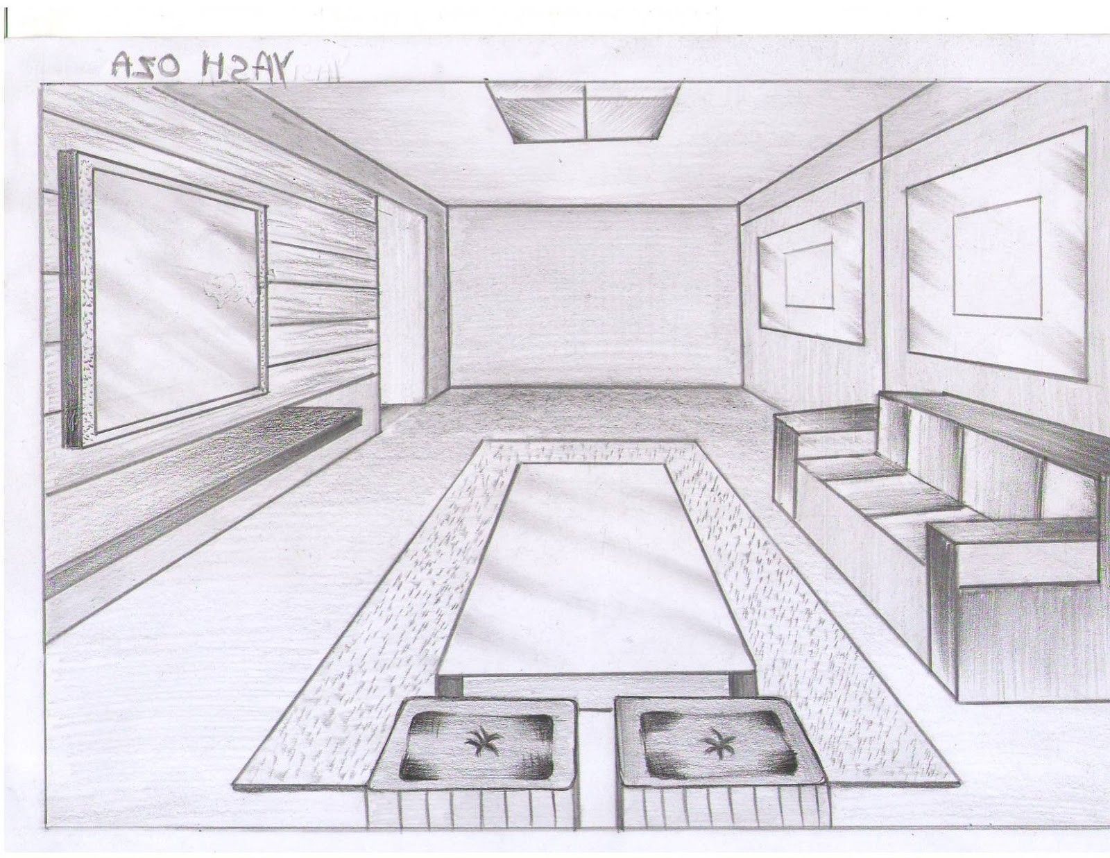 Draw A Room Using One Point Perspective ~ Drawing A Living Room In One ...