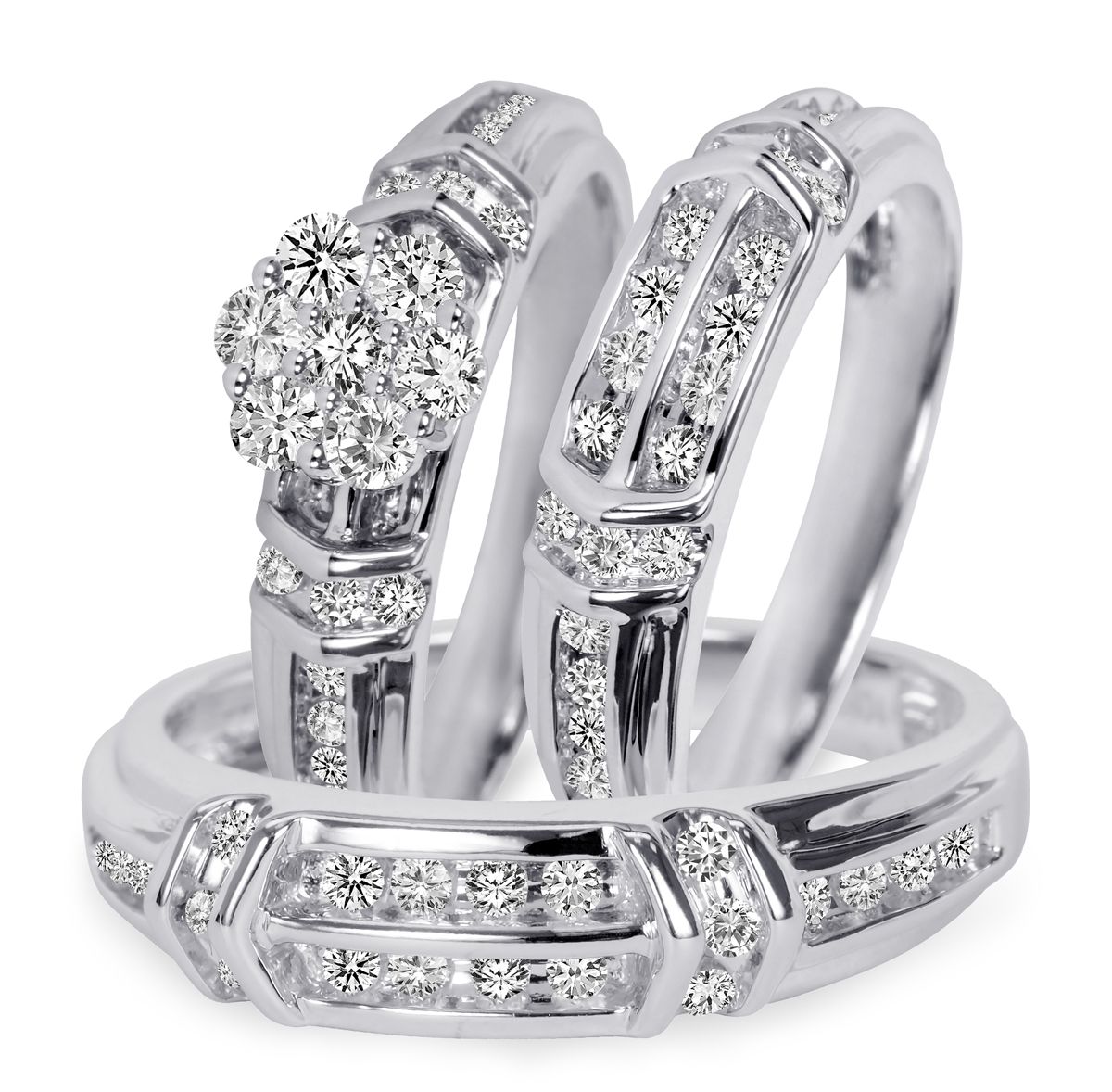 1 1/10 Carat T.W. Diamond Trio Matching Wedding Ring Set