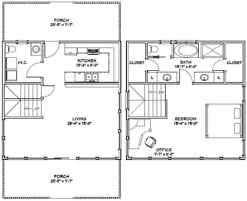 24x24 House 24X24H10B 1,066 sq ft Excellent Floor