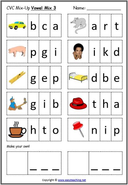 cvc puzzle mix up | Cvc worksheets, Cvc words, Writing cvc words