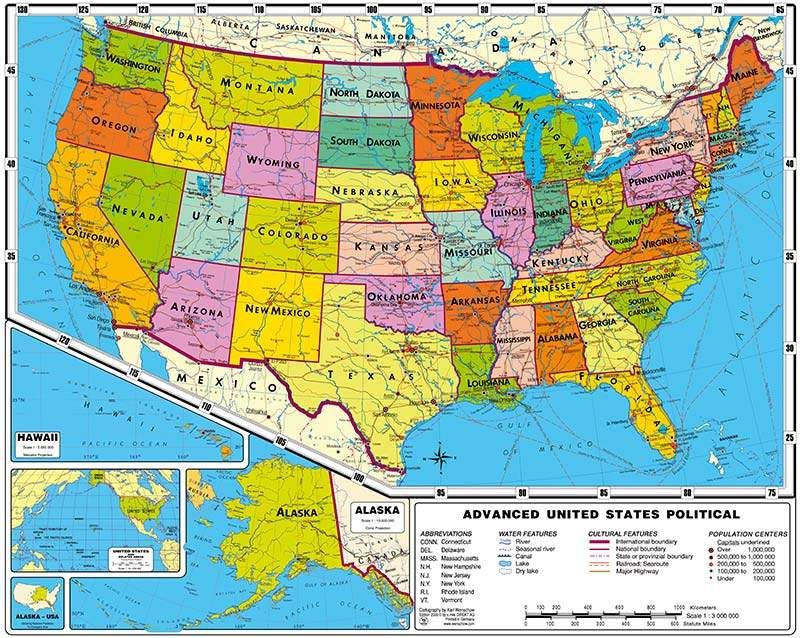 Printable Map Of Usa With States