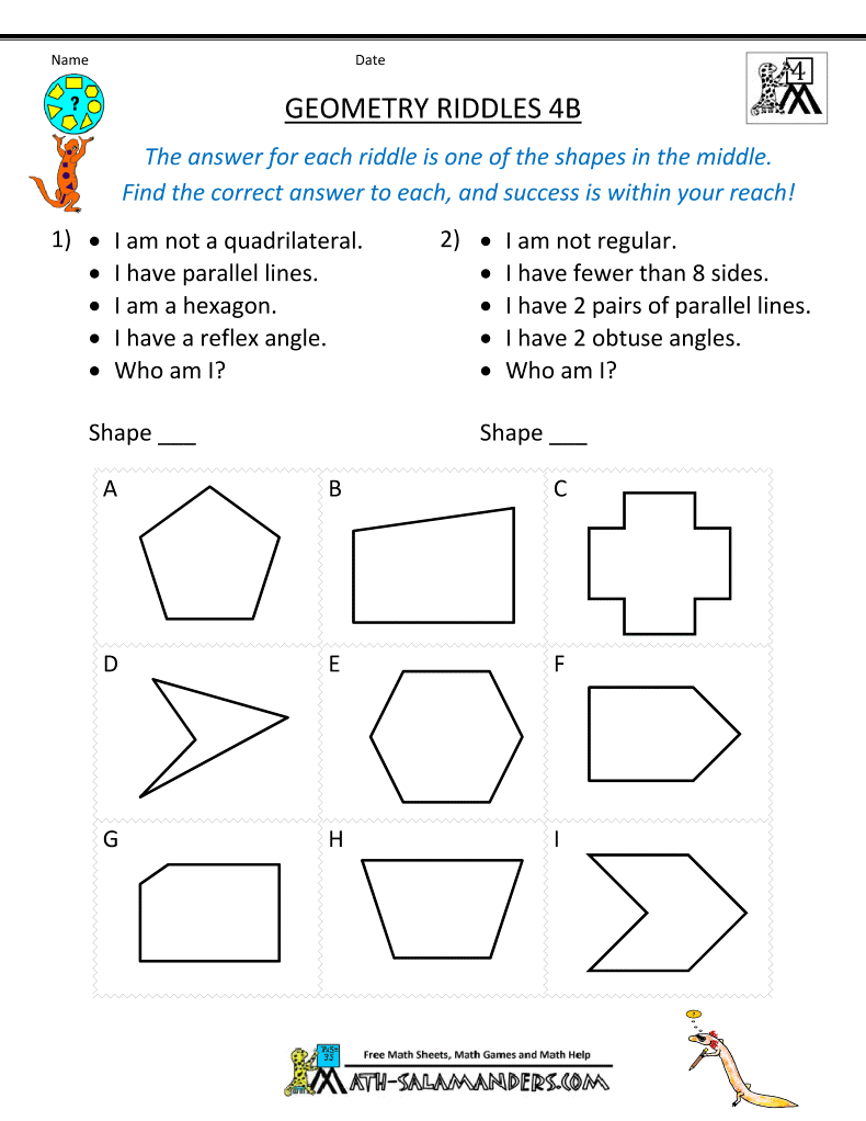 Math Salamanders Worksheets 5th