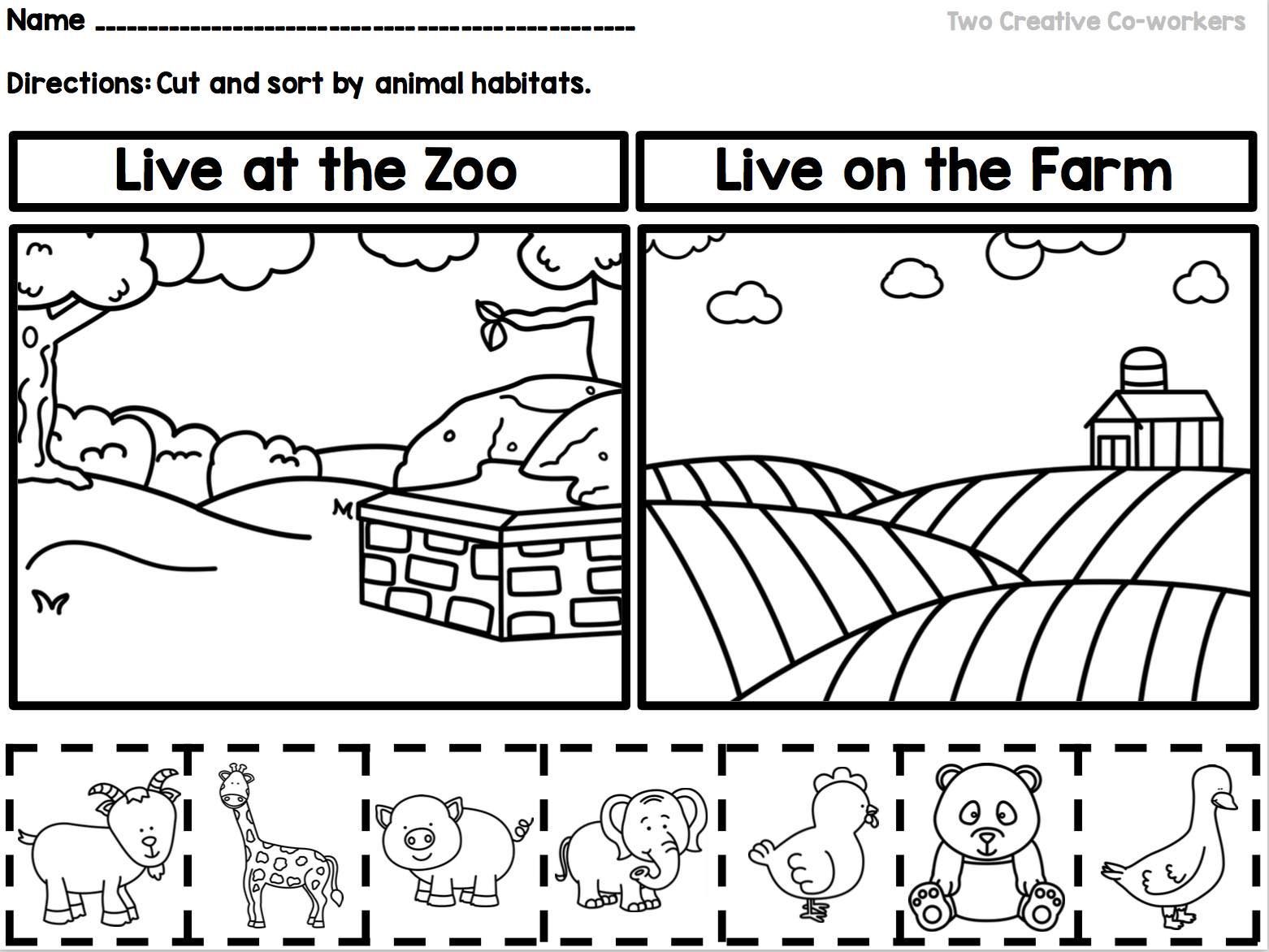 Printable Animal Habitats Worksheets