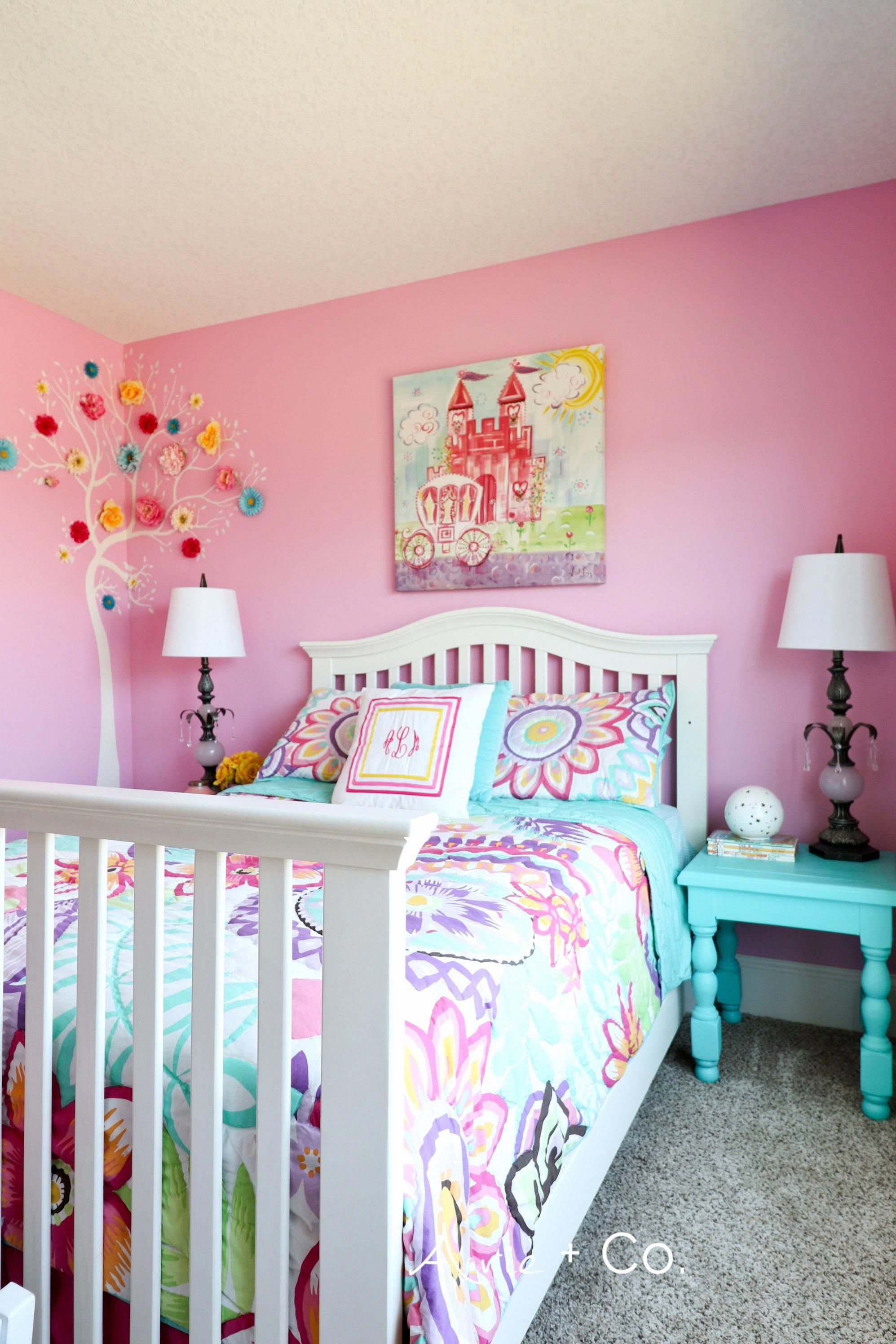 Colorful Little Girl Room; Girls Bedroom Ideas; Benjamin Moore Pink