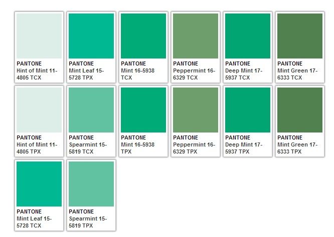 Pantone Mint Colors | Pantone green, Pantone colour palettes, Pantone