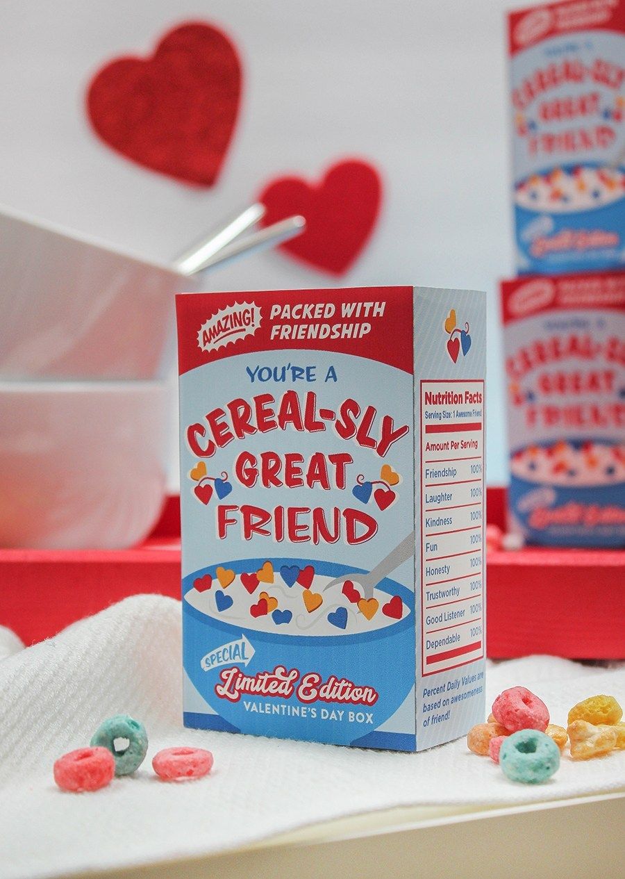 Mini Cereal Box Kids Valentine