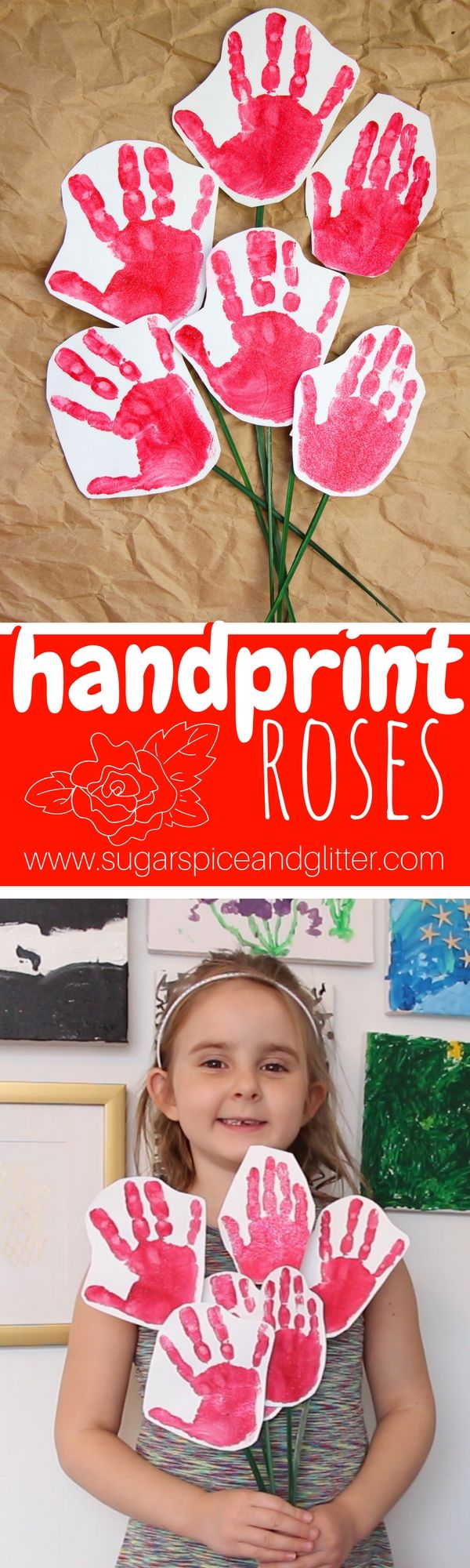 Kids will be so proud to give these handprint roses for Valentine's Day ...