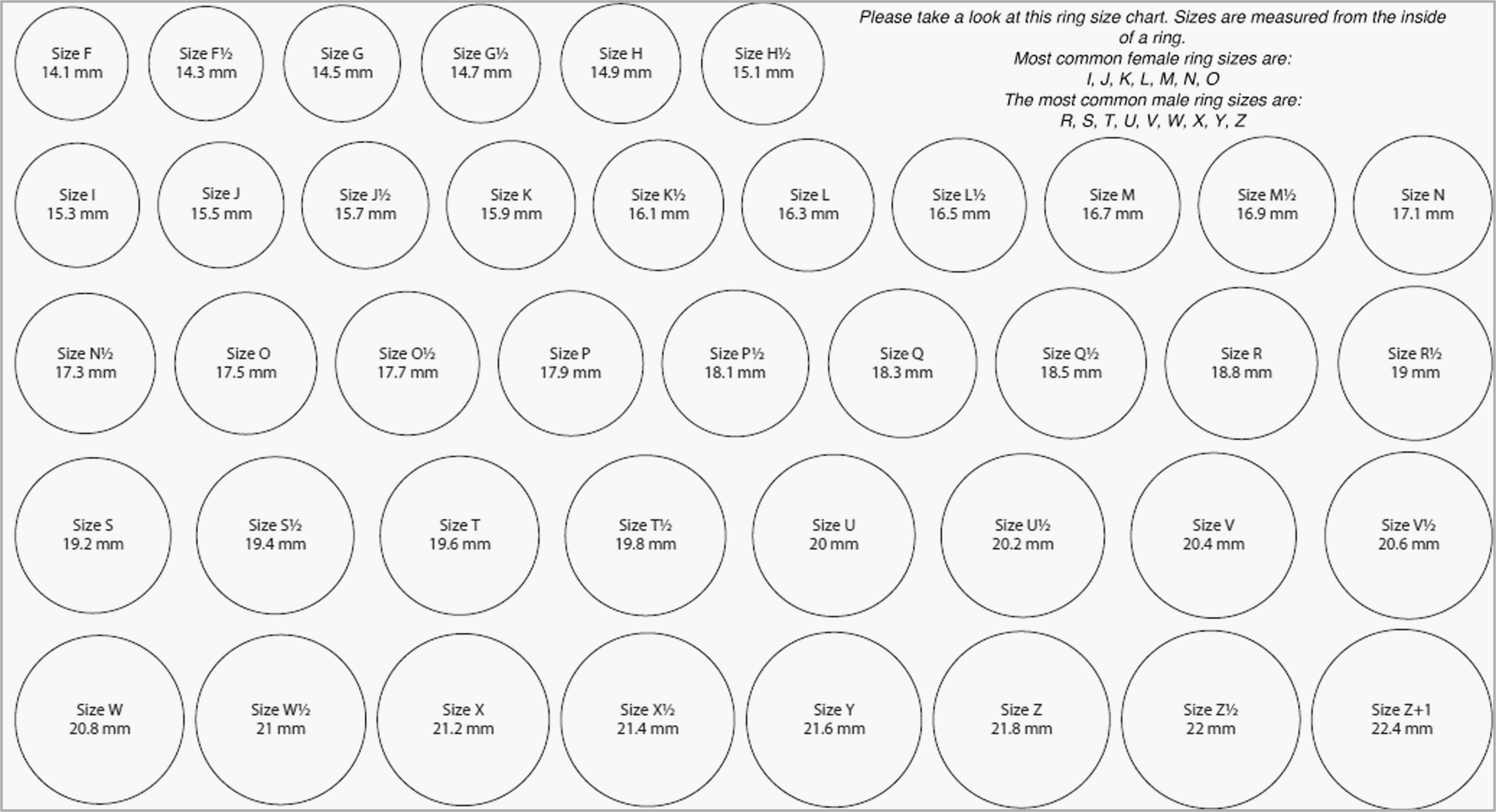 Ring Sizing Chart Us