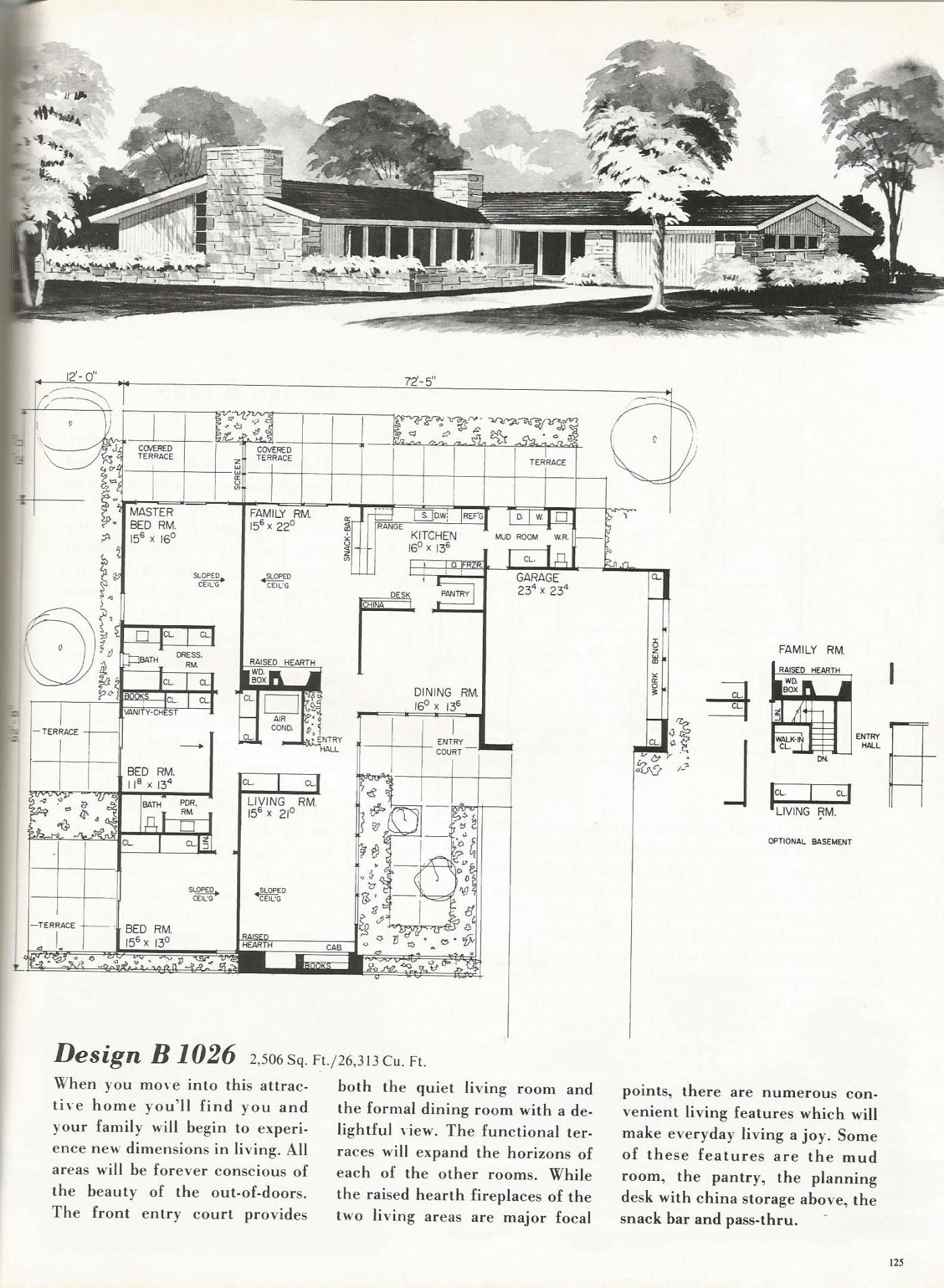 Vintage House Plans, 2000 + square foot homes, mid century homes Vintage house plans, Mid