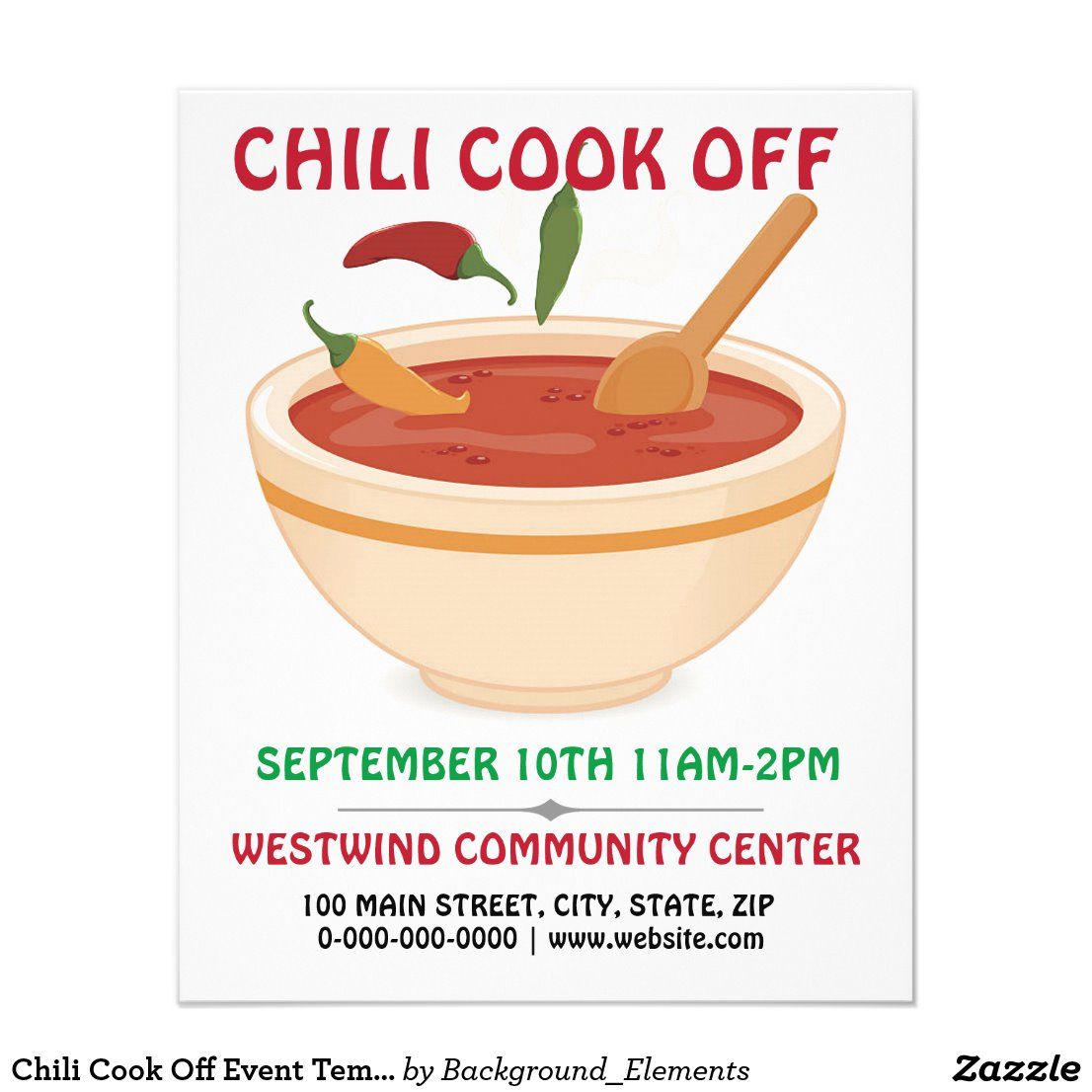 Printable Chili Cook Off Flyer Template Free Change Your Text, Images ...