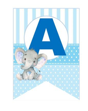 Kits imprimibles gratis : Banderines elefante | Baby shower banderines ...