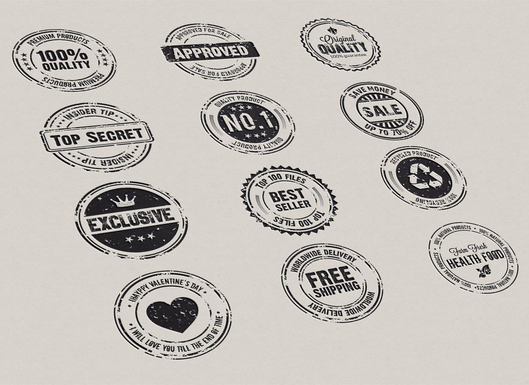 12 Rubber Stamps AI, EPS and PSD by Imagearea on @creativemarket ...