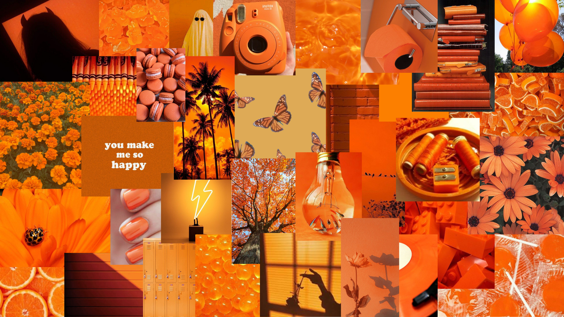 +39 Orange Aesthetic Collage Wallpaper Laptop - Caca Doresde