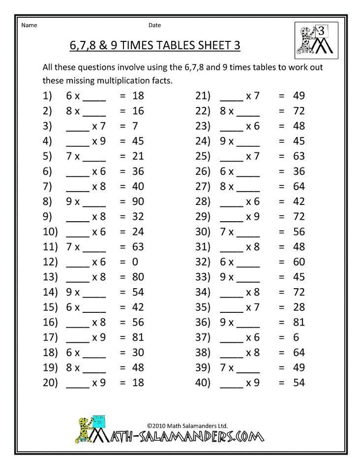 Salamander Math Worksheet