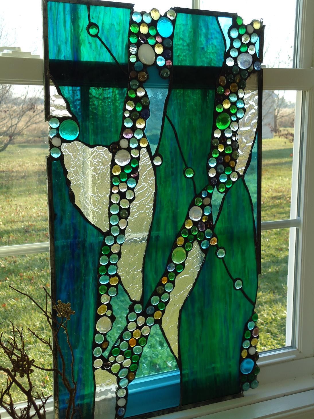 Stained Glass Abstract Transom Window Panel Valance 30