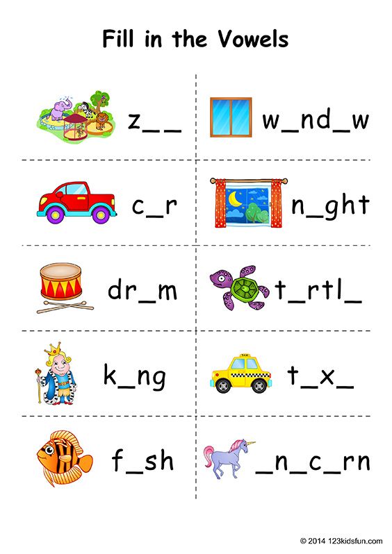 Fill in the Vowels | 123 Kids Fun Apps | Kids worksheets preschool ...