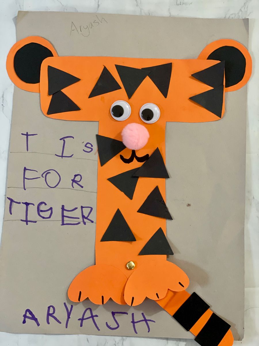 Letter T PAPER CRAFT- T is for tiger Alphabet Crafts Preschool ...