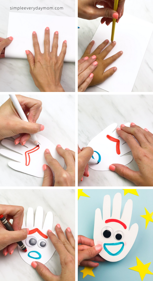 Handprint Forky Craft For Kids From Toy Story 4 | Crafts, Birthday card ...