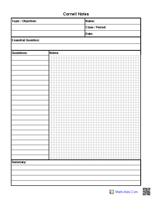 Avid Cornell Notes Template Pdf