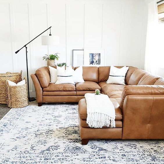 camel color leather sectional - Swank Logbook Navigateur