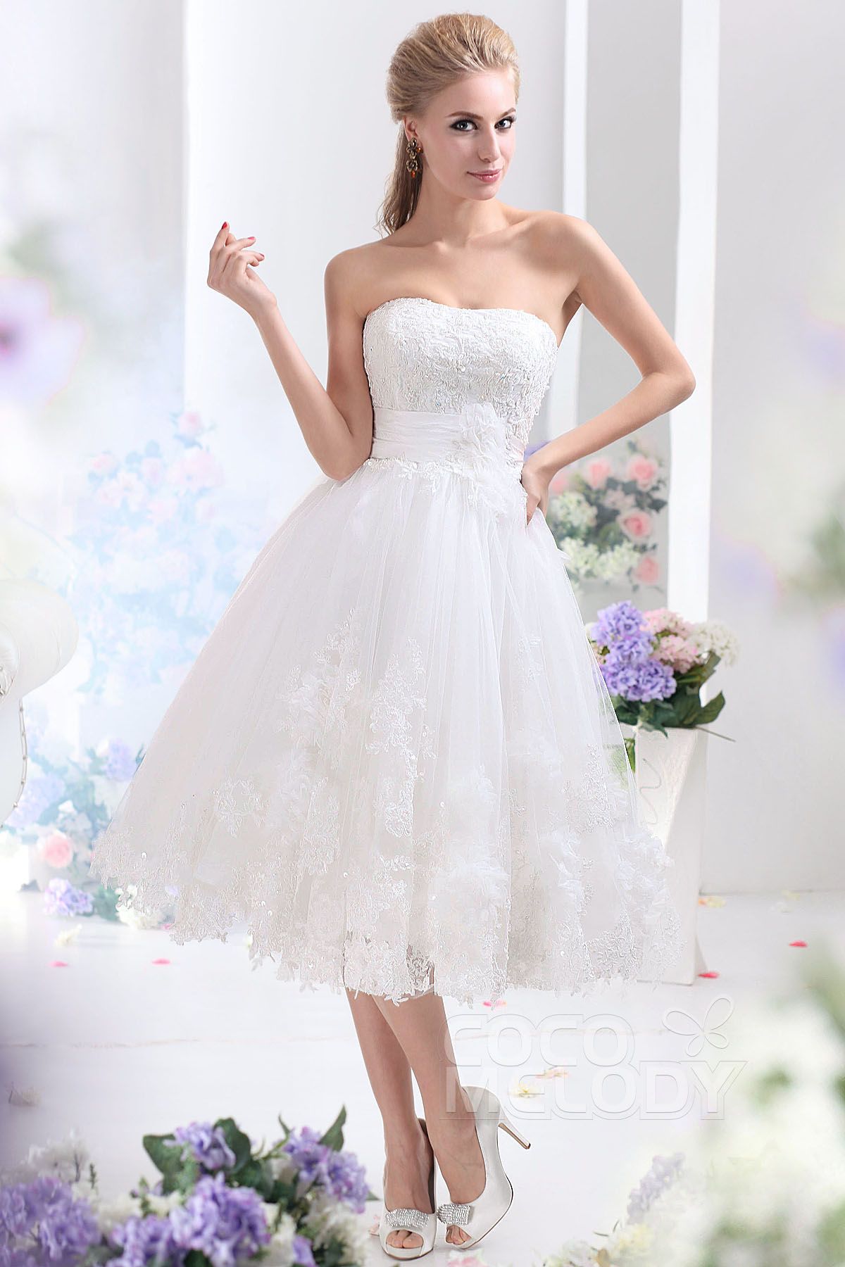 19++ A line tea length wedding dresses ideas