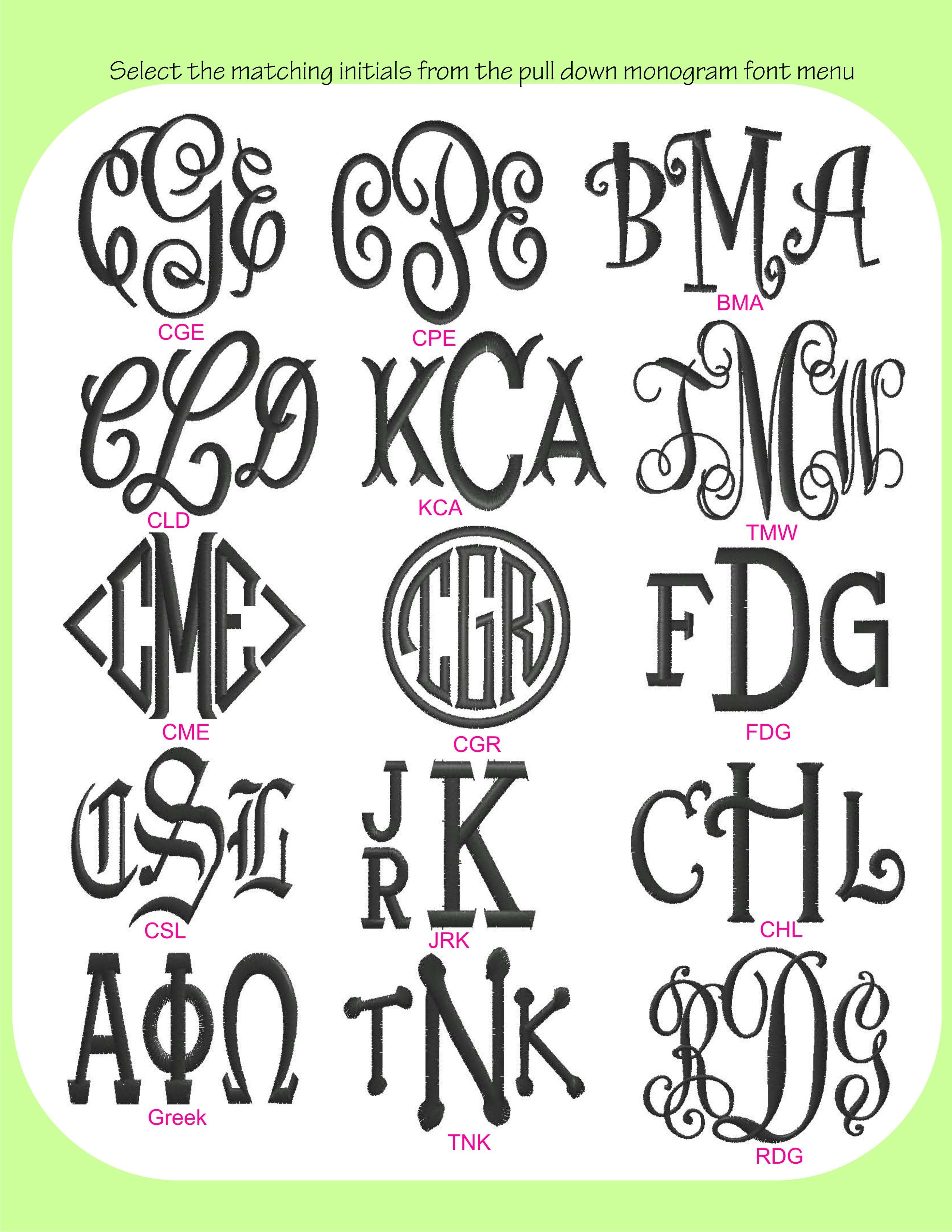 Monogram Font Names