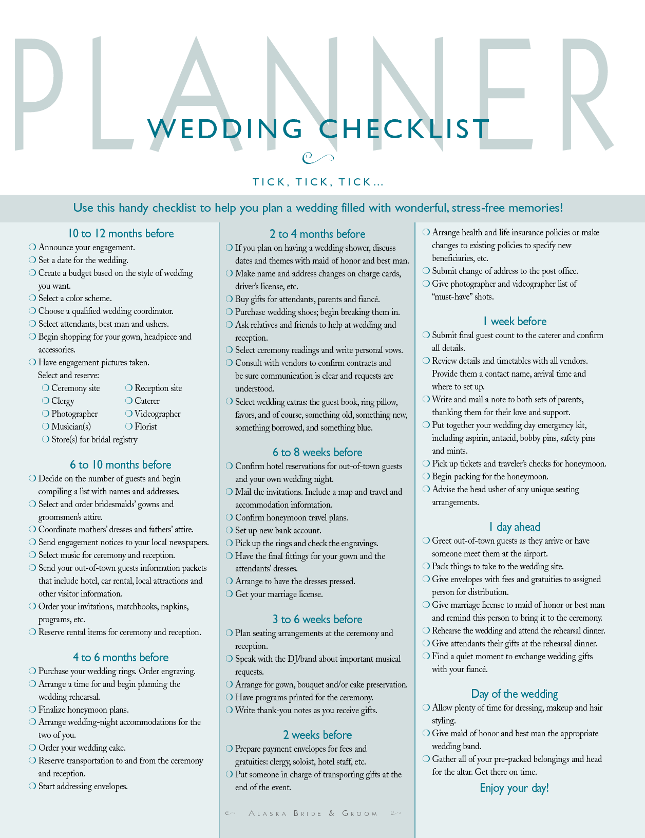 21++ Complete wedding checklist uk info