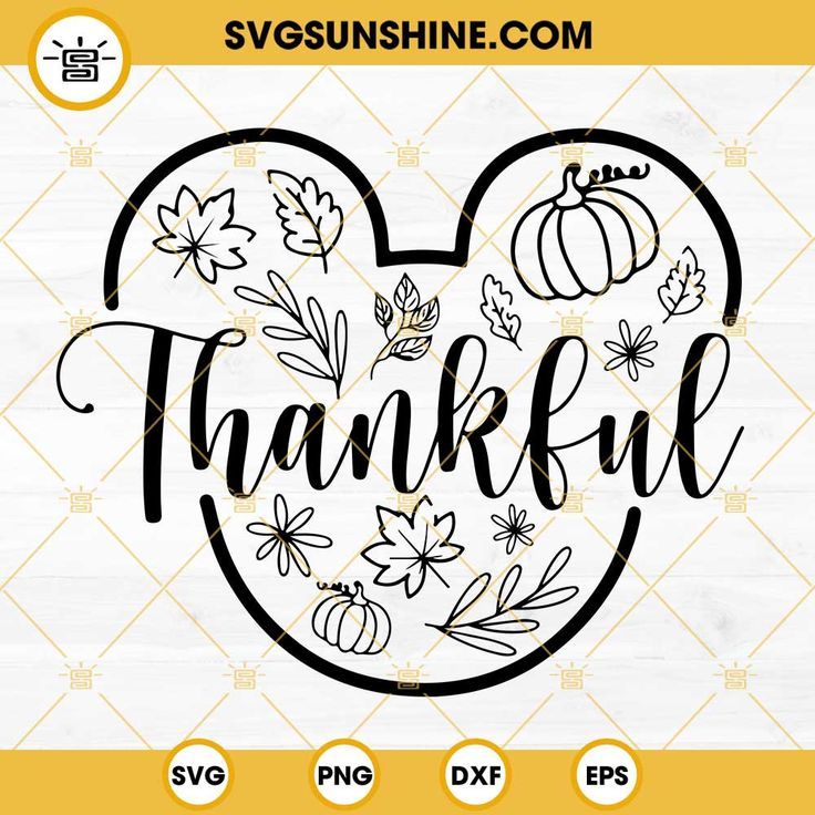 Mouse Head Thankful SVG, Mickey Thanksgiving SVG, Mickey Fall Leaves ...