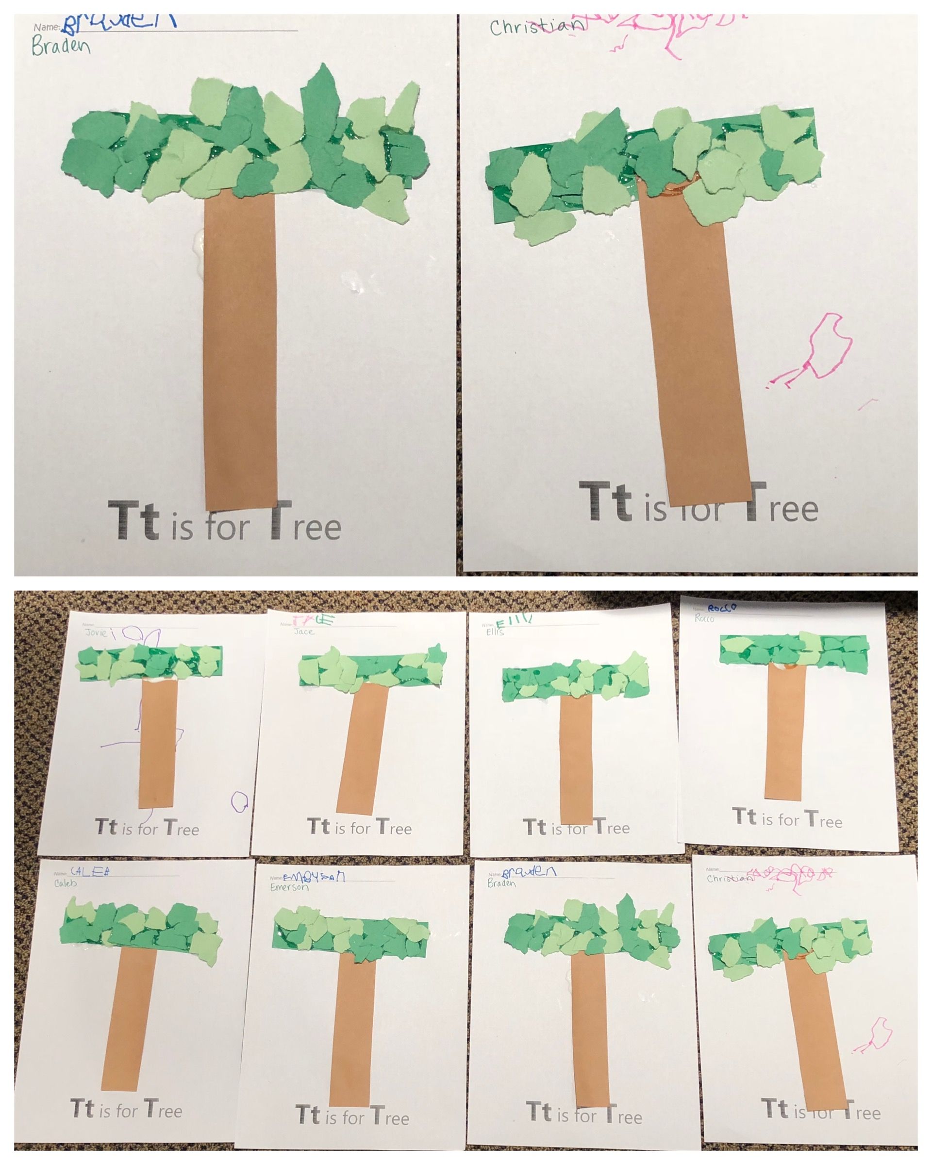 T is for Tree, Alphabet art, preschool letter craft | Letter a crafts ...