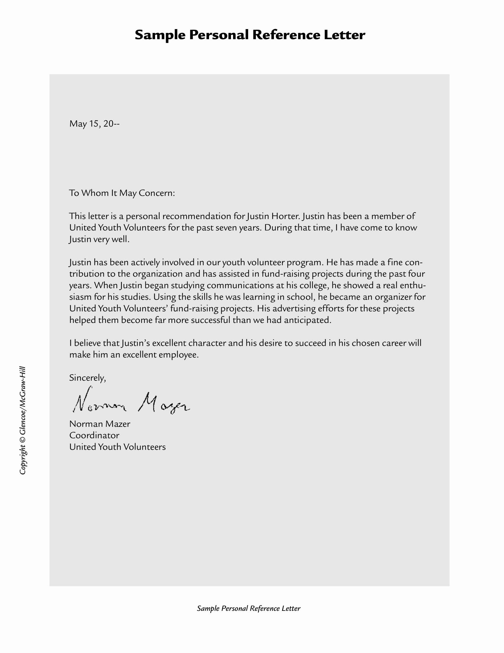 Personal Letter Of Recommendation Template Awesome 10 Personal Re ...