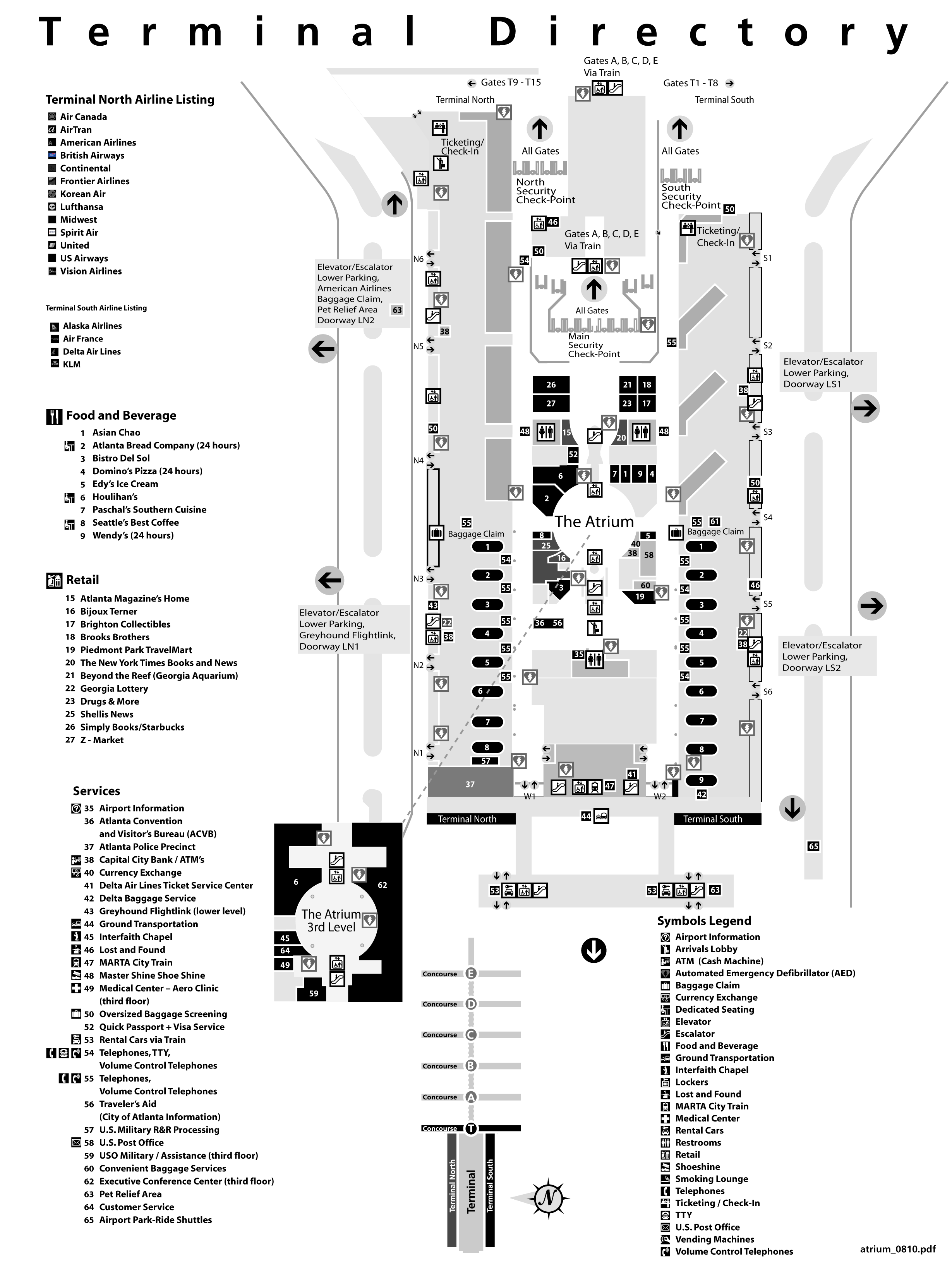 Atlanta Airport terminal map | Atlanta airport, Airport map, Airport