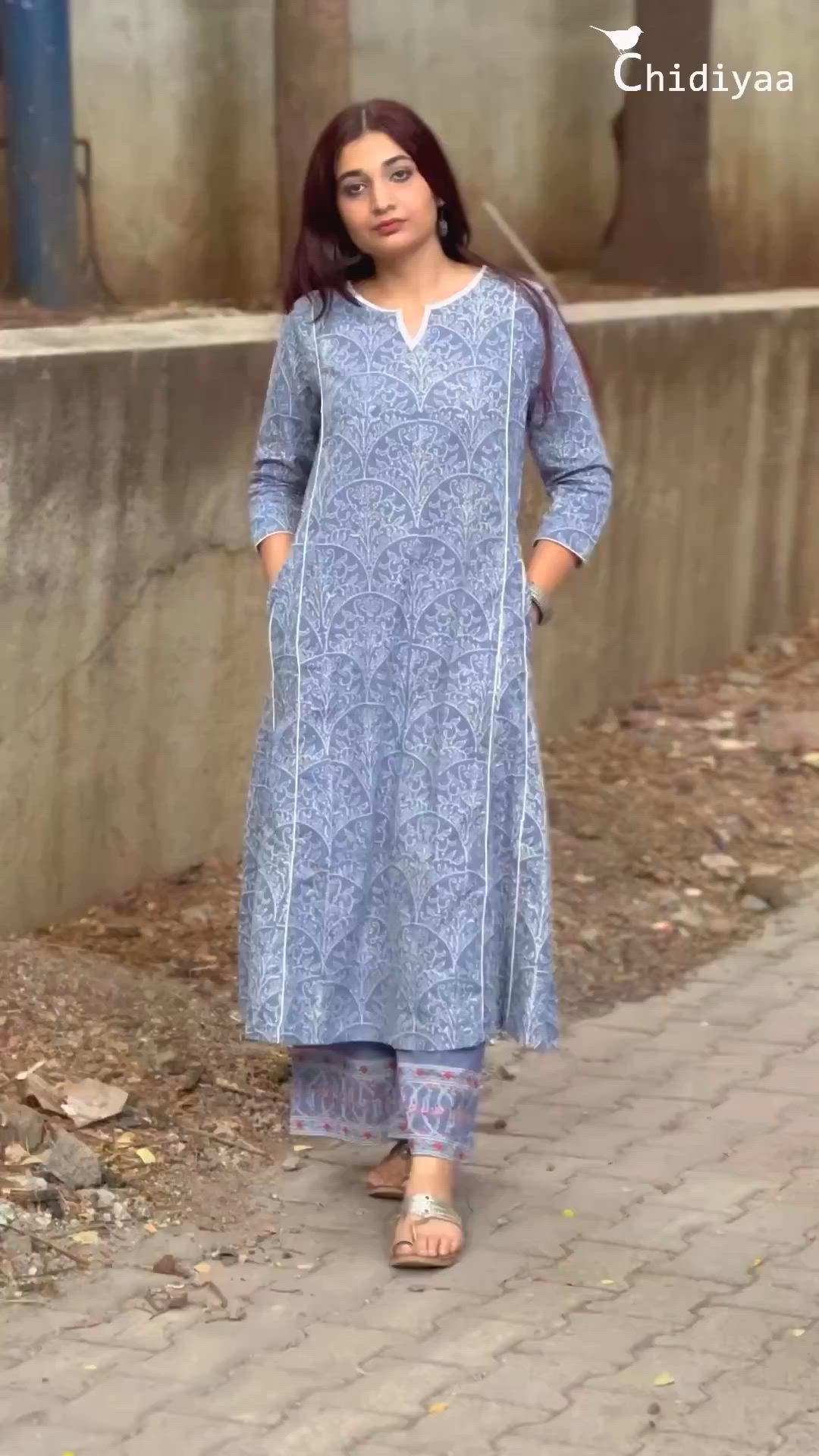 Easy flowy cotton kurti set, let your hair down, put your hands in the pockets and live the carefree live .. #kurti #cotton #handprinted #chidiyaaonline