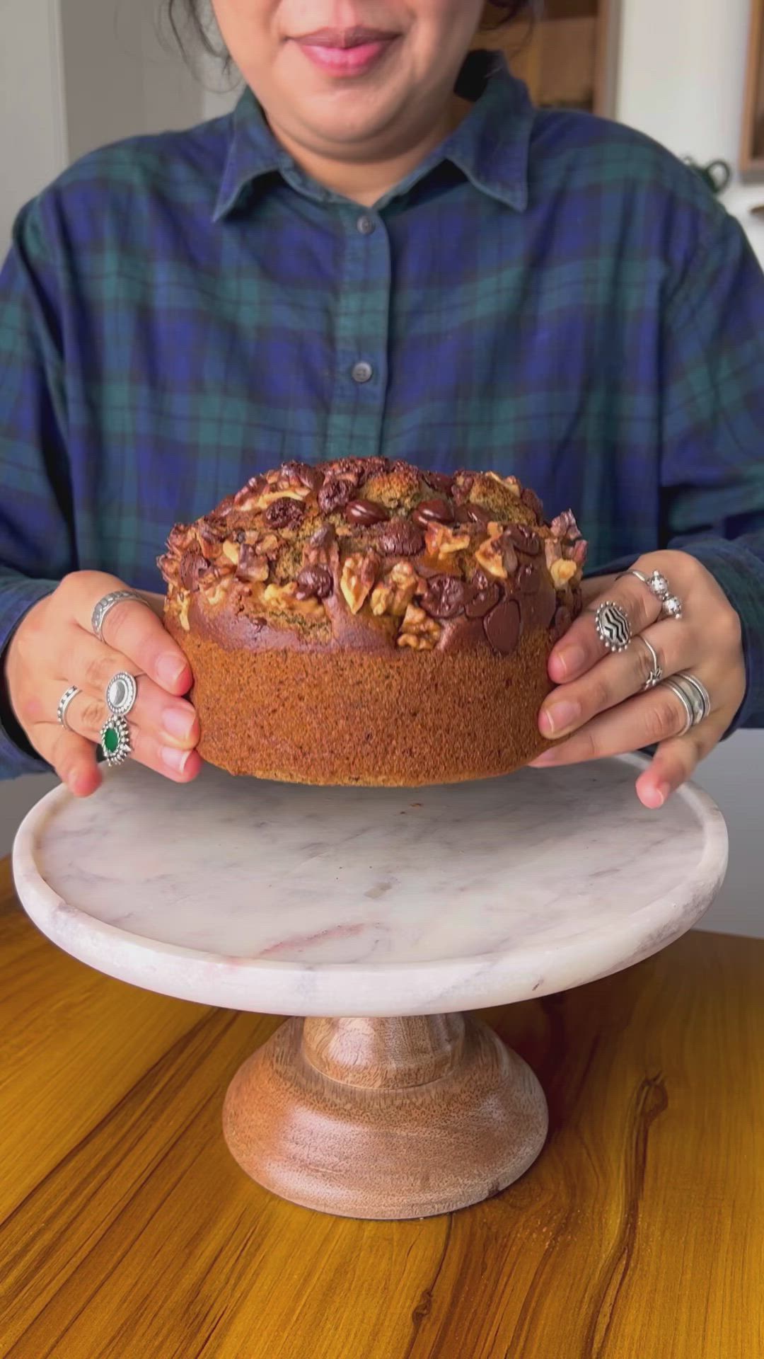 This may contain: a cake sitting on top of a white plate