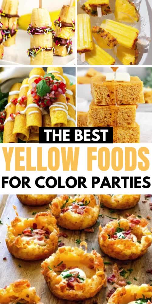 This may contain: the best yellow foods for color parties