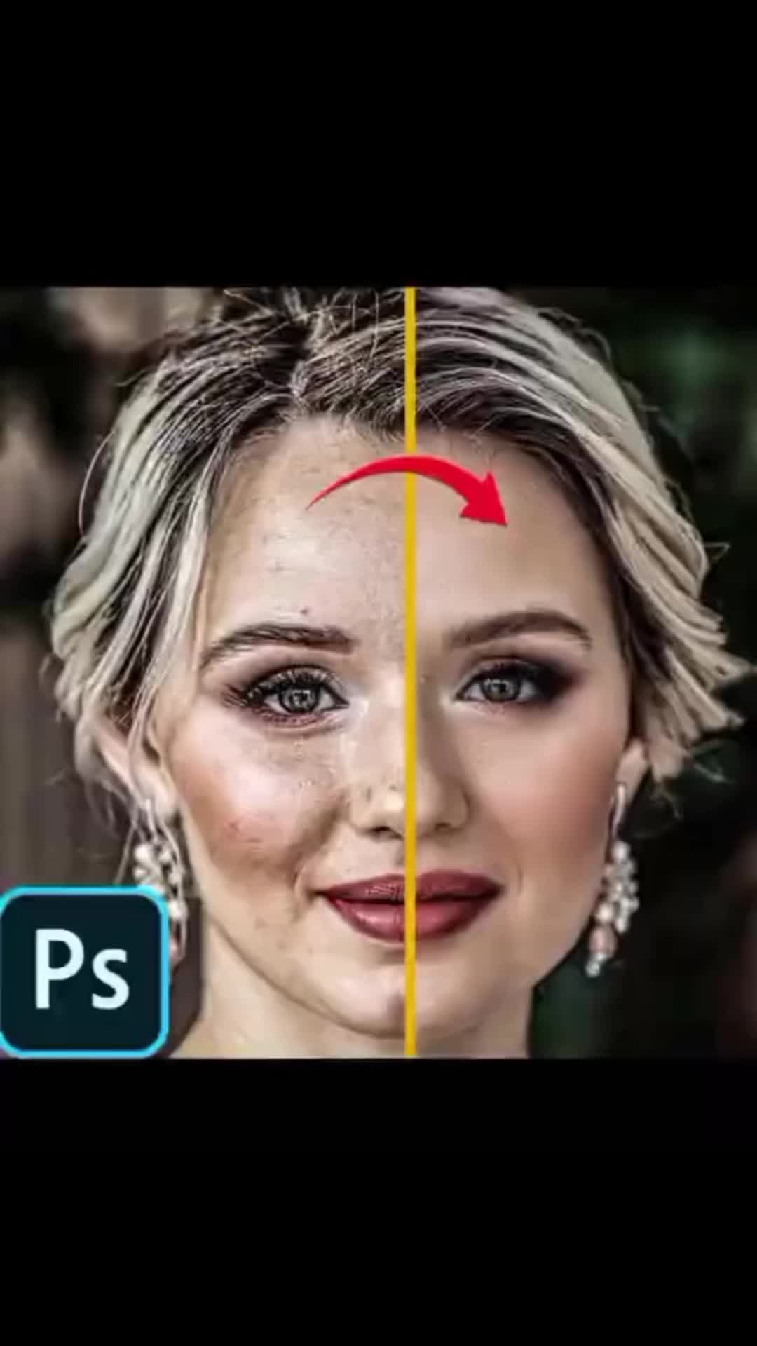 This may contain: a woman's face before and after her makeup makeover with photoshopped