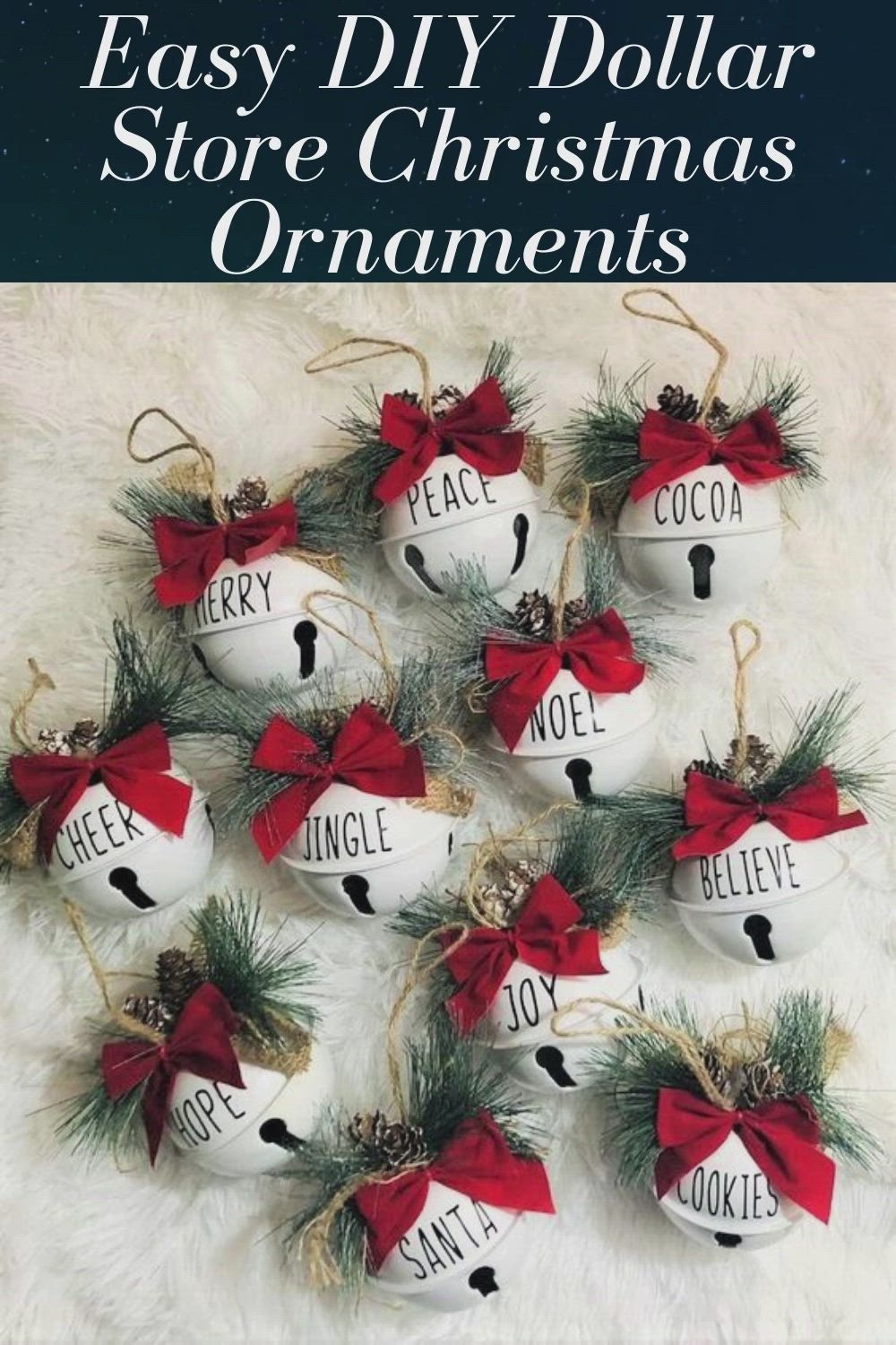 This may contain: christmas ornaments with the words easy diy dollar store christmas ornaments