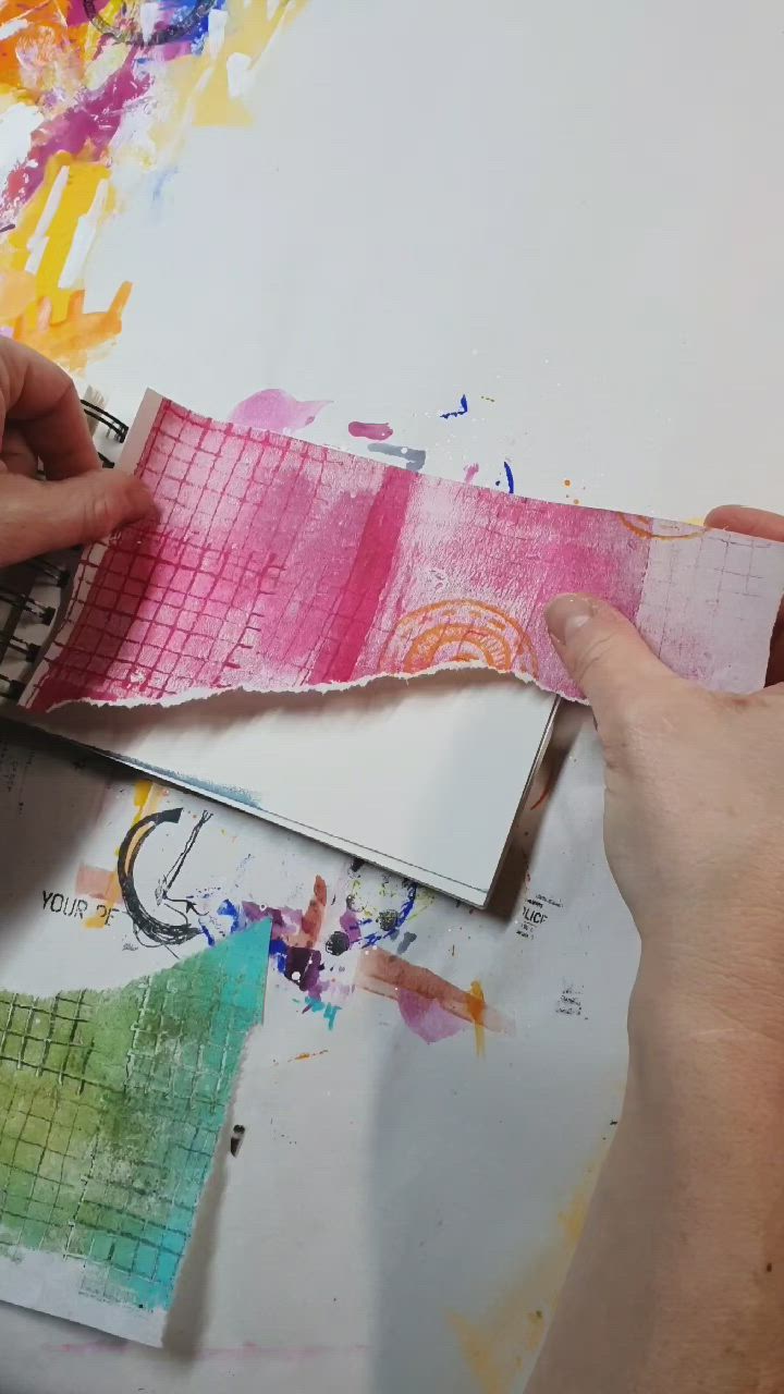 Use gelli prints or other handmade papers and stamps to create a spread in your art journal.  Stamps  are available in rubberdance.com