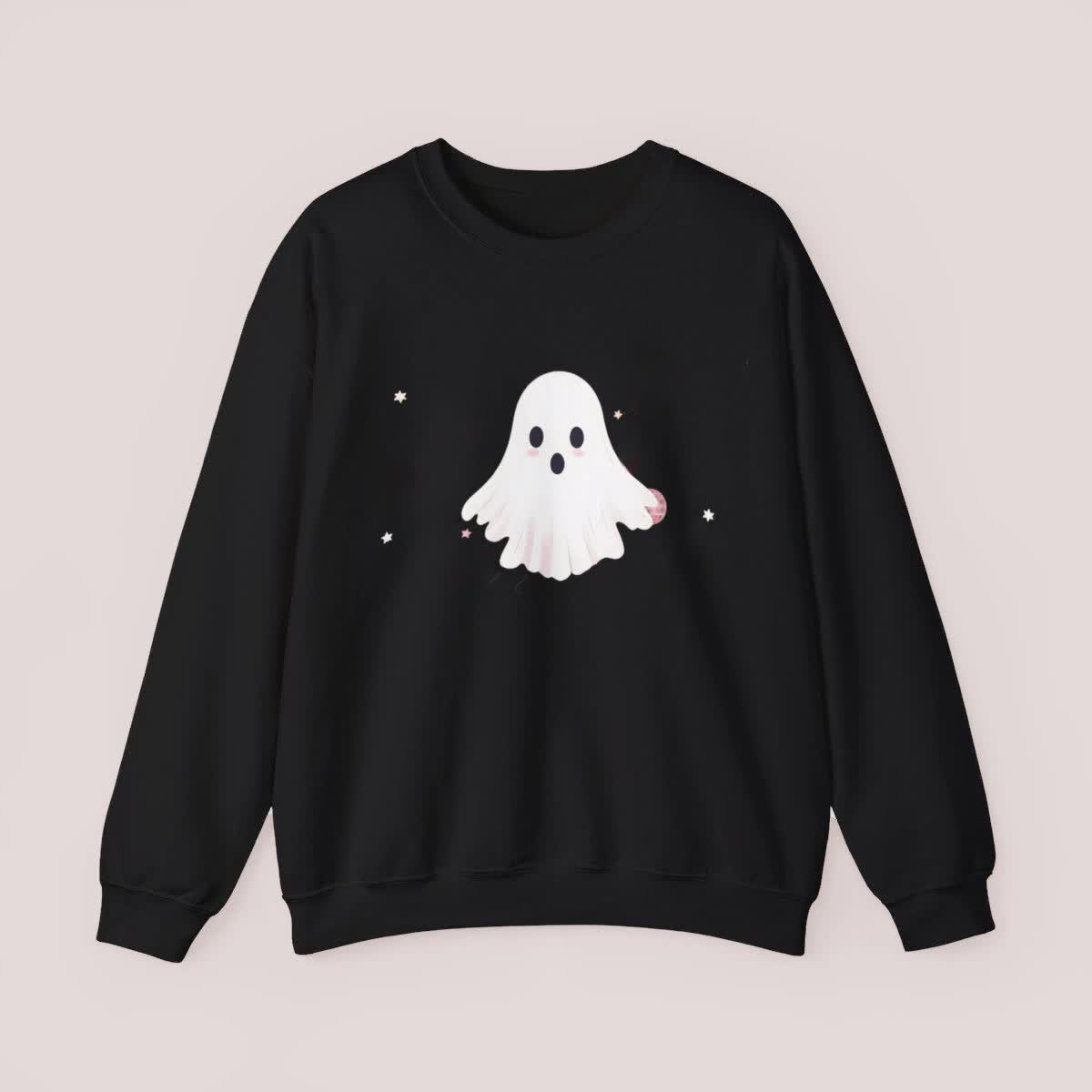 This contains: Black Halloween shirt with pink ghost and disco balls. Great Halloween mom shirt or Halloween gifts