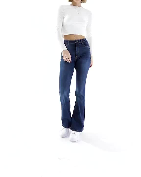 Jeans by Bershka Do it with flare Flared skinny fit High rise Belt loops Five pockets