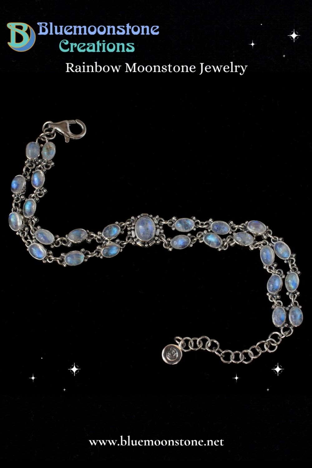 This contains: Sterling Silver Rainbow Moonstone Bracelet