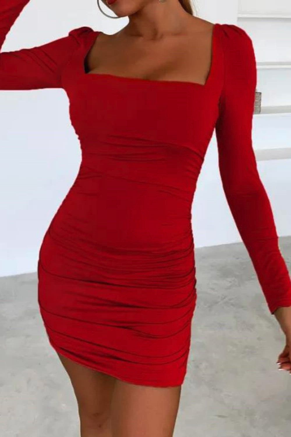 Elegant Long Sleeve Sexy Mini Dresses Women Bodycon Party Night Club Dress