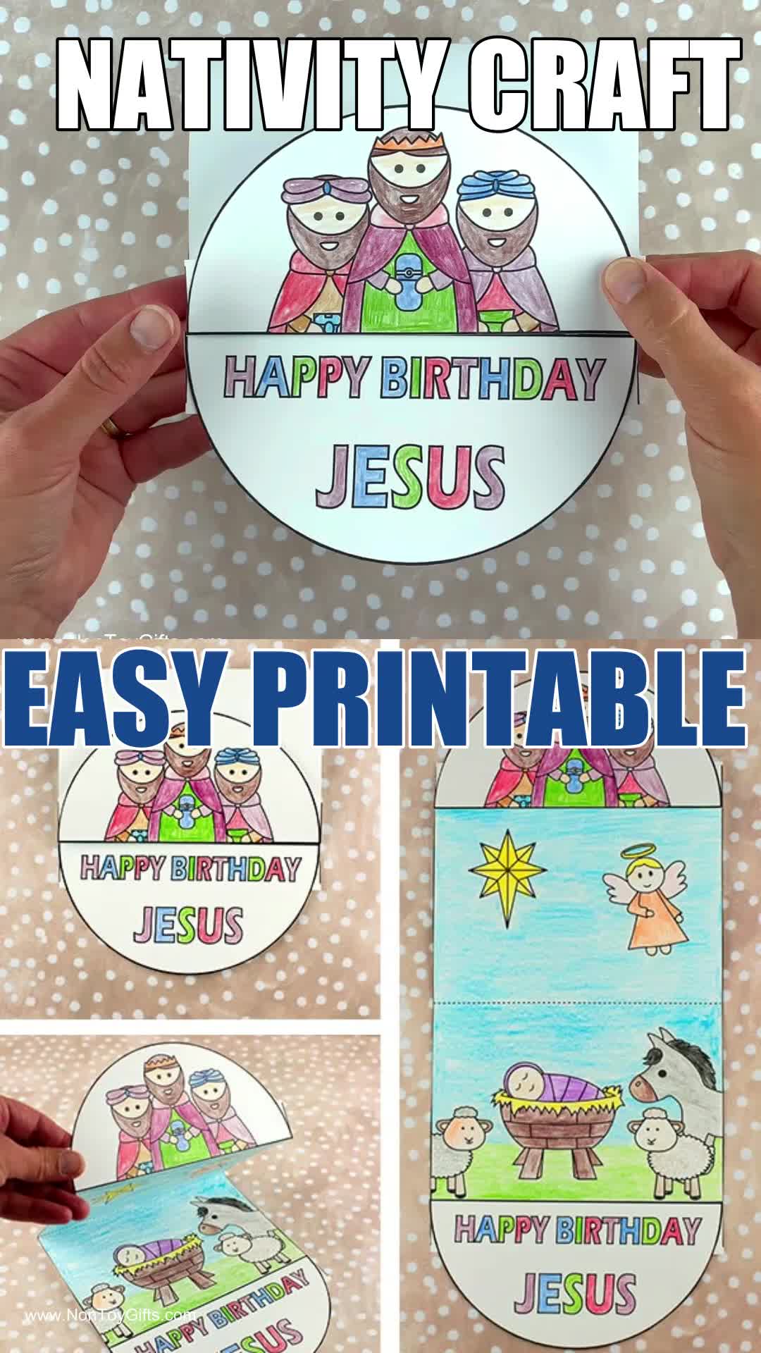 This may contain: an easy printable happy birthday jesus card for kids to color and share with them