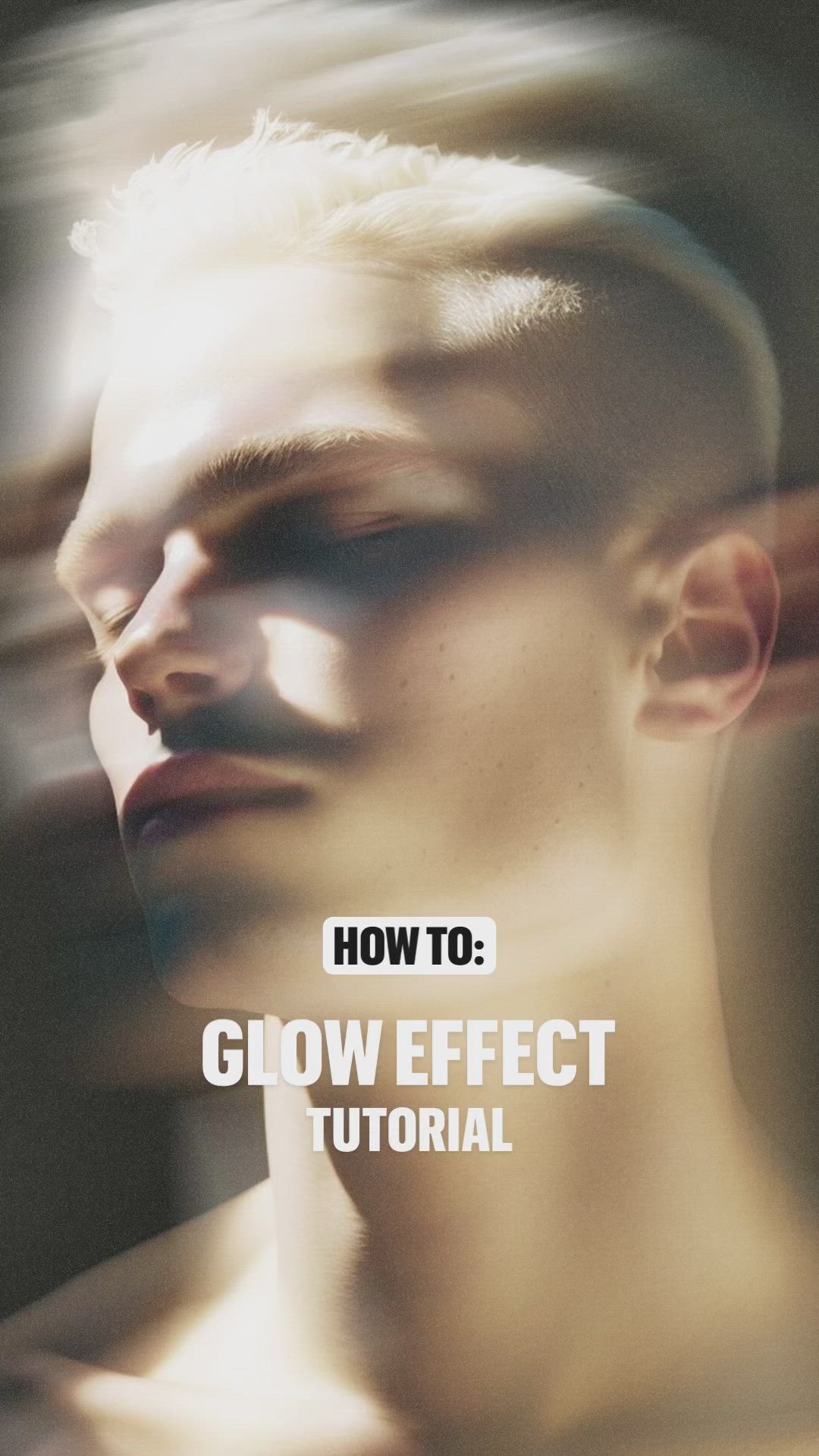 This may contain: a man's face with the words how to glow effect in front of him