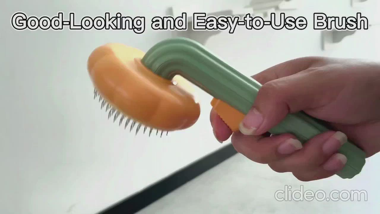 This may contain: an orange cat laying on top of a counter next to a hair dryer and comb