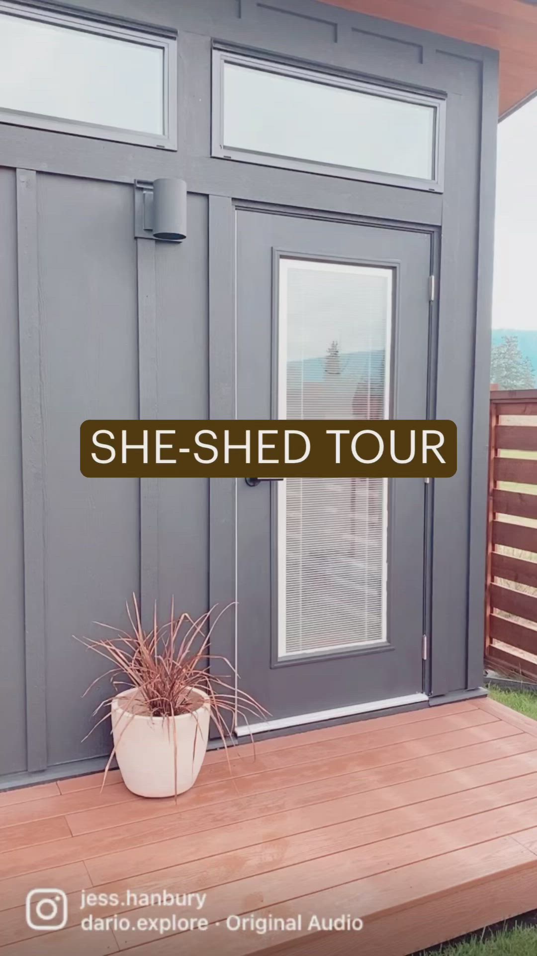 This may contain: a small shed with the words she shed tour on it