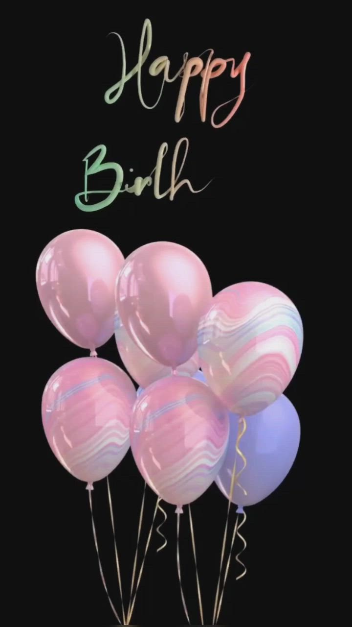 This may contain: a bunch of balloons with the words happy birthday written on them in cursive writing