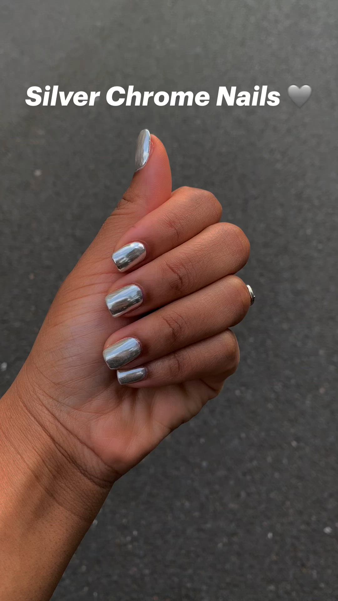 Nails, nail, manicure, nail colour, winter nail colour, Christmas nails, new years nails, silver nails, silver nail colour, chrome nails, silver chrome nails, short manicure, short nail designs, square nails, squoval nails, nail shapes, square nail shape, hot metal, aesthetic nails, minimalist, blogger, lifestyle blogger, pinterest