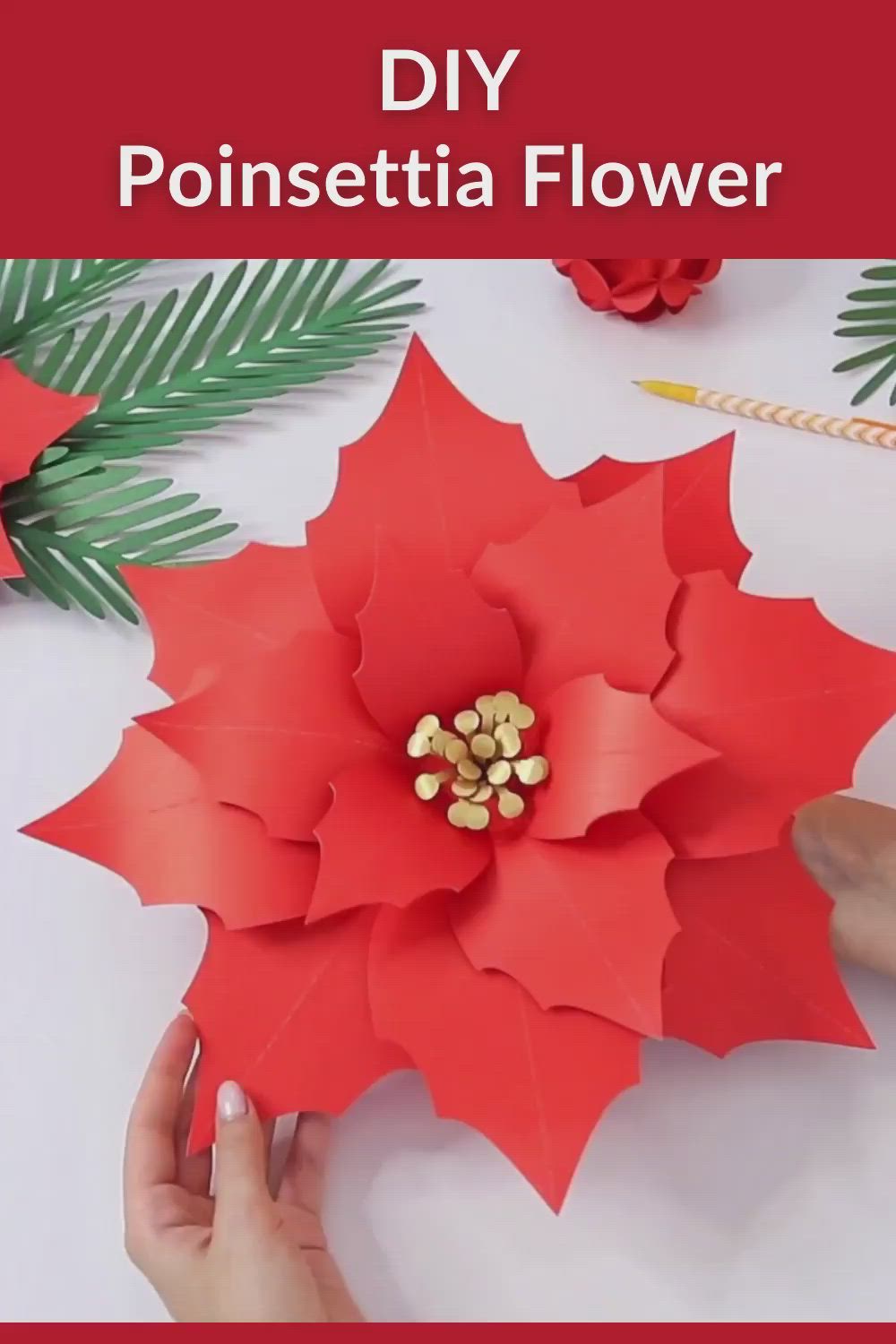 This contains: Poinsettia paper flower templates